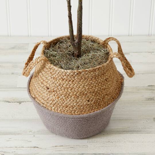 3ft. Artificial Fiddle Leaf Fig Tree With Handmade Cotton & Jute Woven Planter Set DIY Kit
